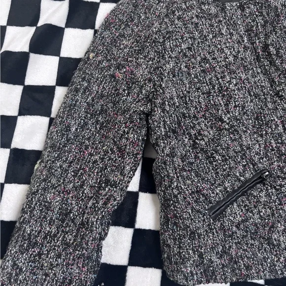 Anthropologie Sanctuary Tweed Cropped Jacket Blazer Zip Pockets Size Small - Picture 5 of 16
